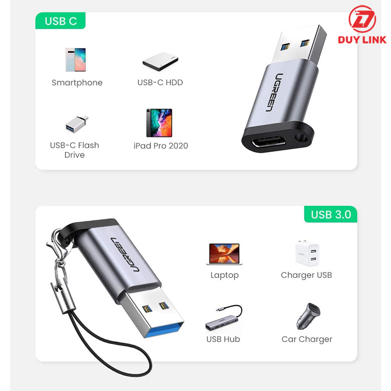 Dau chuyen doi USB 3.0 sang USB Type C Ugreen 50533 chinh hang 1 1