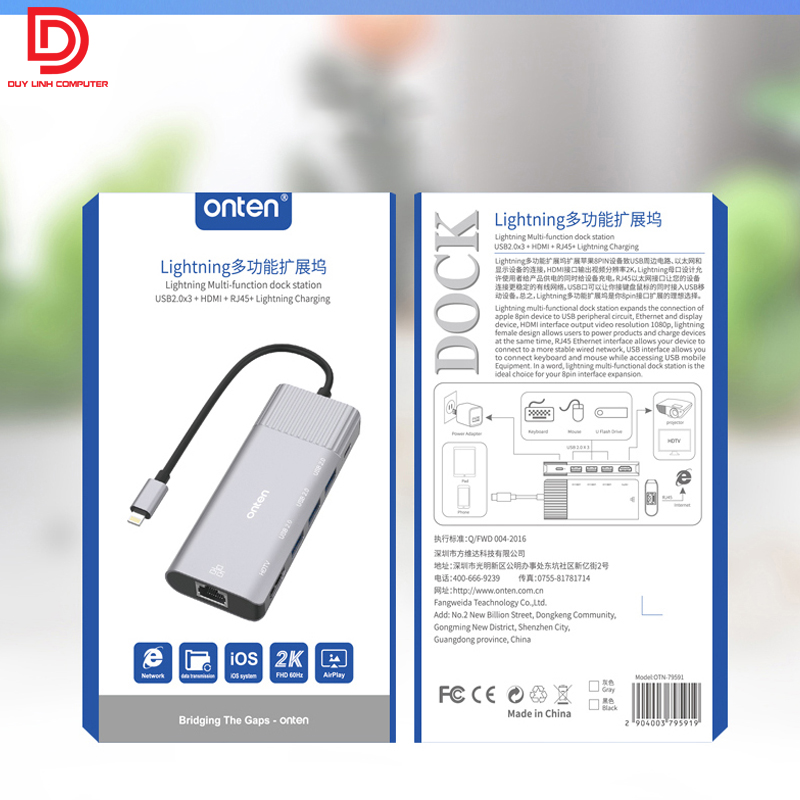 Cap chuyen Lightning to HDMI USB Lan ho tro sac Onten 79591 7