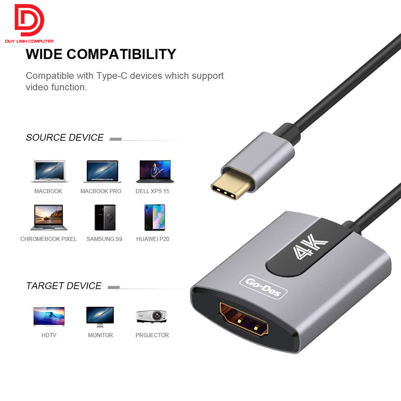 Cap chuyen USB Type c to HDMI Onten 91185 ho tro 4K 60hz 1