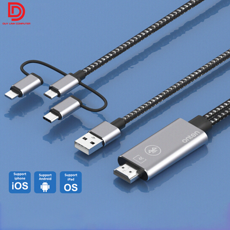 Cap ket noi 3 trong 1 USB Type C Micro USB Lightning to HDMI Onten 7539 1