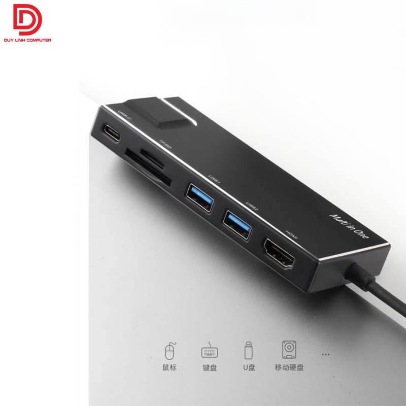 Hub USB Type C 7 in 1 to HDMI USB 3.0 Lan doc the SD TF Onten 9180 4