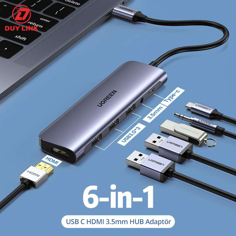 Hub USB Type C to HDMI USB3.0 3.5mm PD 100W Ugreen 80132 1