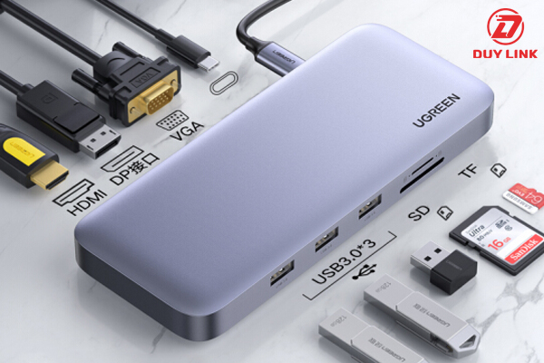 Hub USB Type C 11 in 1 to HDMI VGA Displayport Ugreen 70305