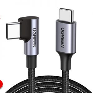 Cáp USB Type C to USB Type C bẻ góc 90 độ bện nylon dài 1,5m Ugreen 50124