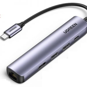 Hub USB Type C 5 in 1 to HDMI, LAN, USB 3.0, PD USB C chính hãng Ugreen 10919