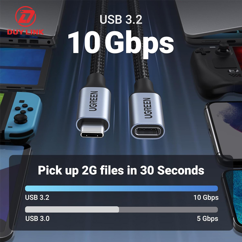 Cáp nối dài USB Type-C 3.1 GEN2 (Male/Female) dài 0,5m dây bọc dù Ugreen 80810 chính hãng 8 Cap noi dai USB Type C 3.1 GEN2 Male Female dai 05m day boc du Ugreen 80810 4