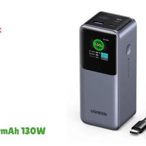 Pin sạc dự phòng Nexode 20000mAh 130W sạc nhanh 3 cổng Ugreen 35524B có màn hình chính hãng